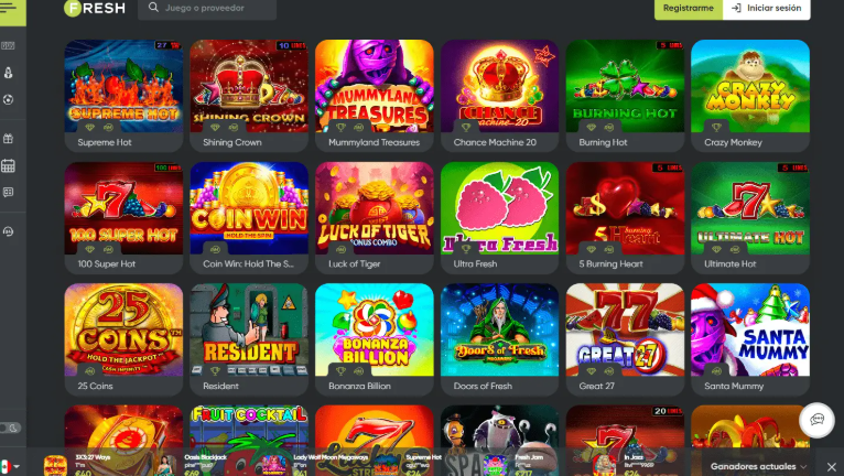Biblioteca de juegos extensa en Fresh Casino